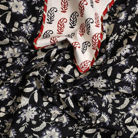 Black Sanganeri Print Cotton Patchwork Kurta Material (3m)