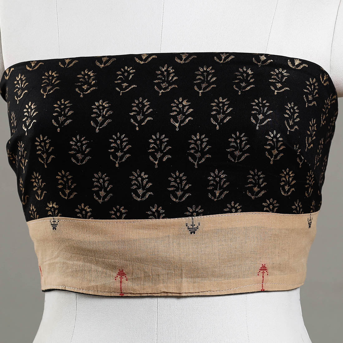 Buy Sanganeri Gold Block Printed Rayon Blouse Piece 