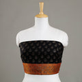 Black - Sanganeri Gold Block Printed Rayon Blouse Piece