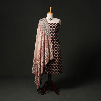 Sanganeri hand block print cotton 2pc unstitched dress