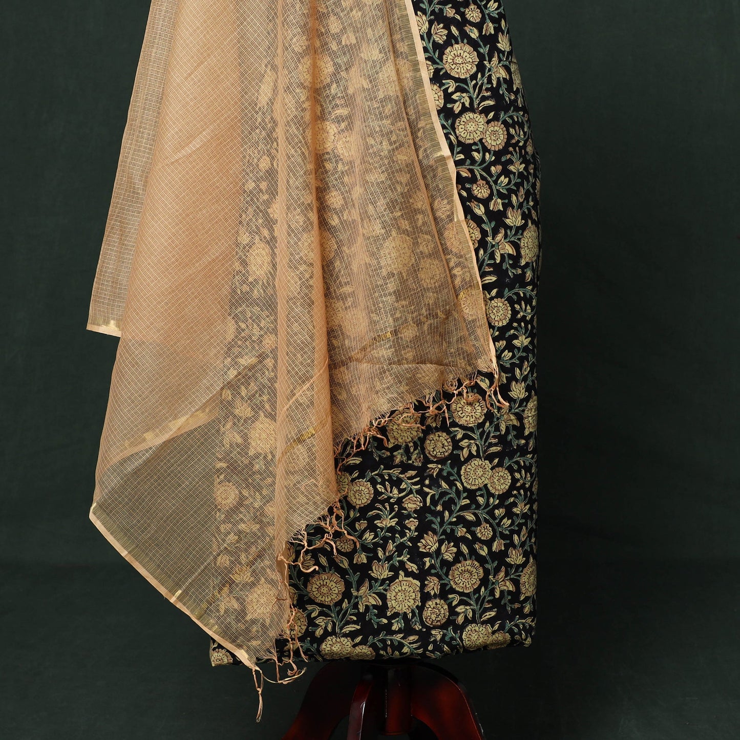 Sanganeri hand block print cotton 2pc unstitched dress