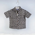 Black Sanganeri Block Printed Cotton Half-Sleeve Kids Shirt