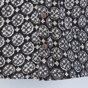 Black Sanganeri Block Printed Cotton Half-Sleeve Kids Shirt