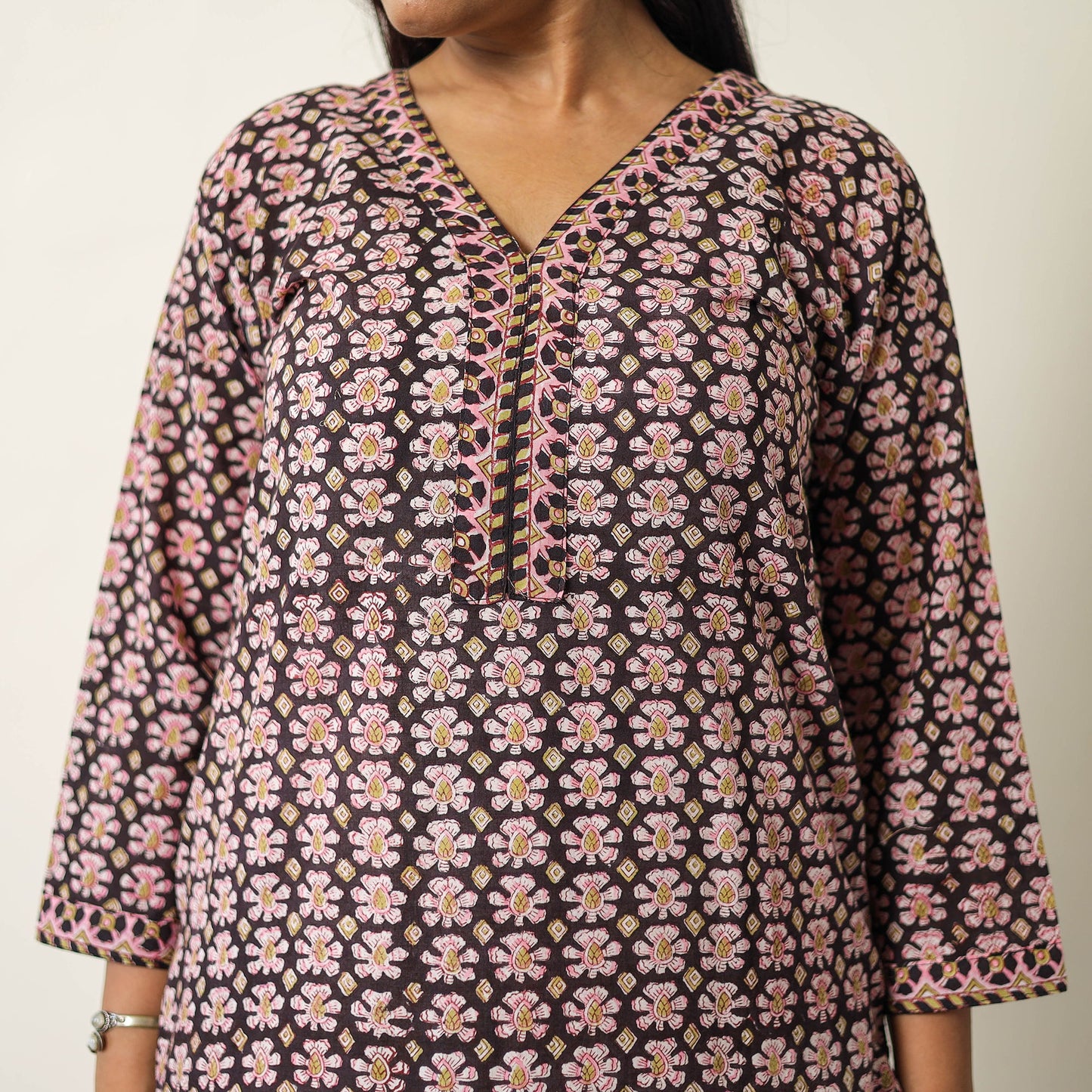  Sanganeri Block Printed Cotton Kurta with Palazzo & Dupatta Set 09 