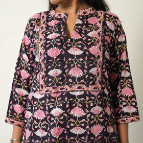 Buy Sanganeri Block Printed Cotton Kurta with Palazzo & Dupatta Set 16 Online at iTokri.com