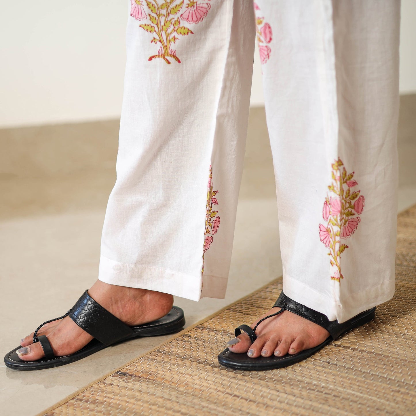 Buy Sanganeri Block Printed Cotton Kurta with Palazzo & Dupatta Set 16 Online at iTokri.com