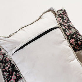  Sanganeri Block Printed Cotton Pillow Cover with Lace (26 x 16 in) - Set of 2 