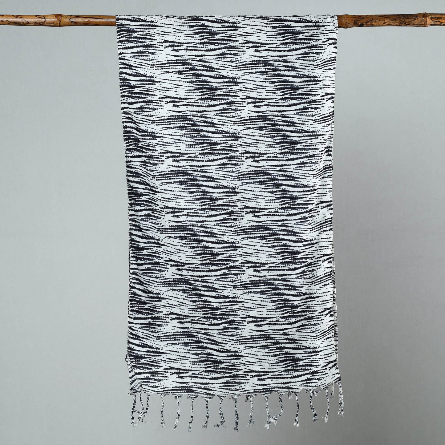  Sanganeri Block Printed Cotton Stole with Tassels 49 