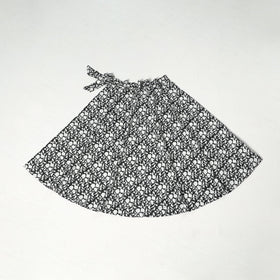 Black Sanganeri Block Printed Cotton Wrap Around Skirt