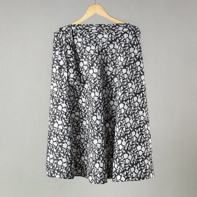 Black Sanganeri Block Printed Cotton Wrap Around Skirt