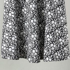 Black Sanganeri Block Printed Cotton Wrap Around Skirt