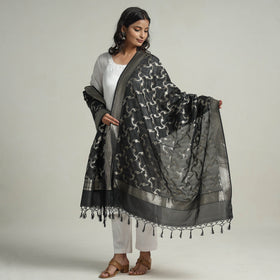 Black - Semi Silk Zari Jaal Banarasi Dupatta 32