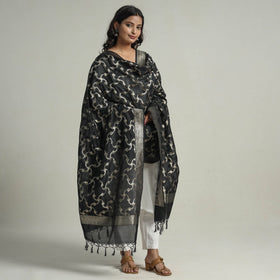 Black - Semi Silk Zari Jaal Banarasi Dupatta 32