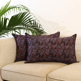 Buy Set of 2 Black Ajrakh Block Print Cotton Pillow Covers