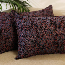 Buy Set of 2 Black Ajrakh Block Print Cotton Pillow Covers