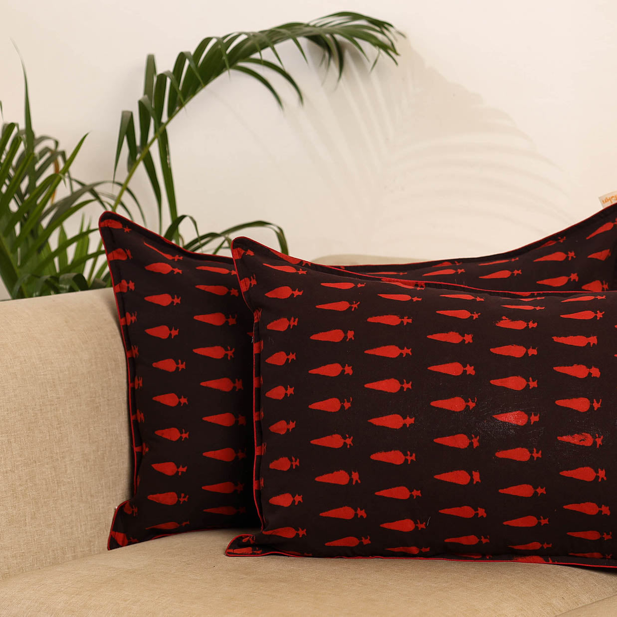 Black - set of 2 akola hand pillow covers 97 - handcrafted