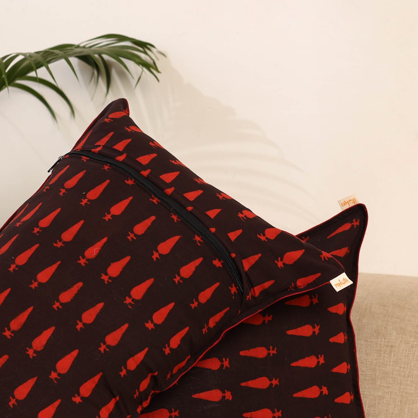 Black - set of 2 akola hand pillow covers 97 - handcrafted