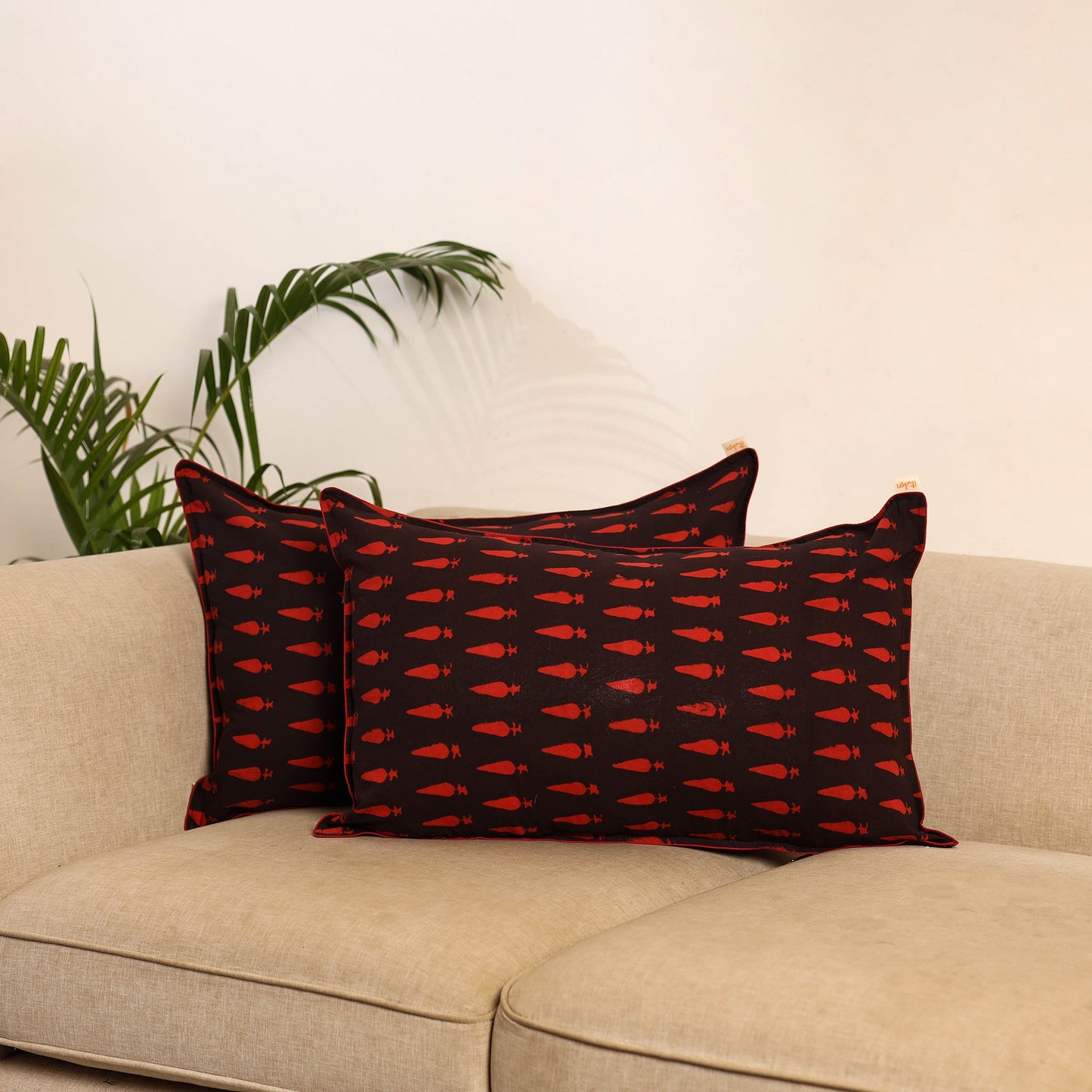 Black - set of 2 akola hand pillow covers 97 - handcrafted