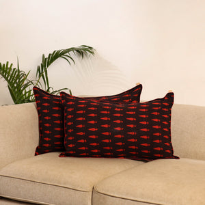 Black - set of 2 akola hand pillow covers 97 - handcrafted