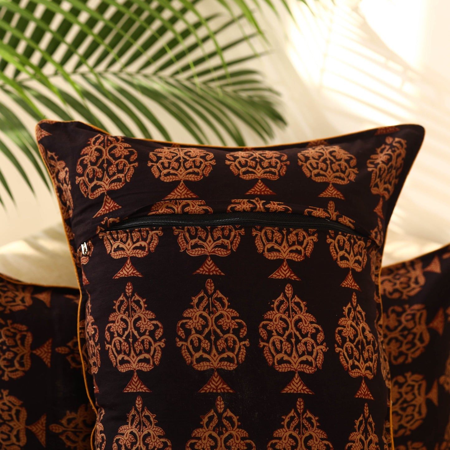 Buy Set of 2 Black Bagh Block Print Cotton Pillow Covers