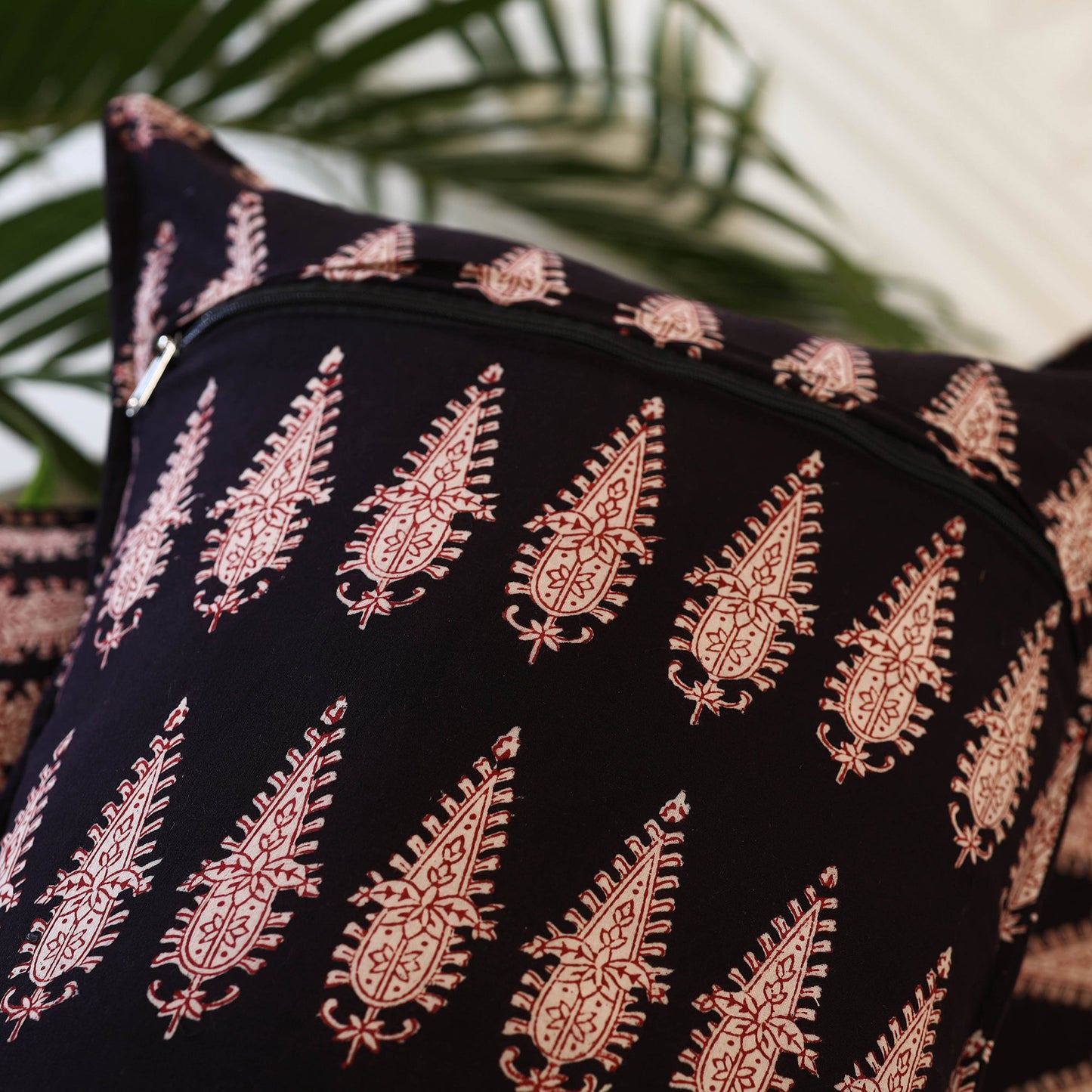 Buy Set of 2 Black Bagh Block Print Cotton Pillow Covers