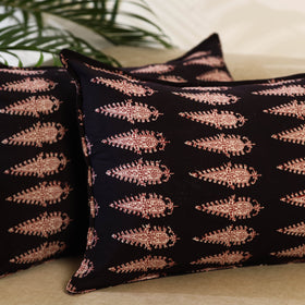 Buy Set of 2 Black Bagh Block Print Cotton Pillow Covers