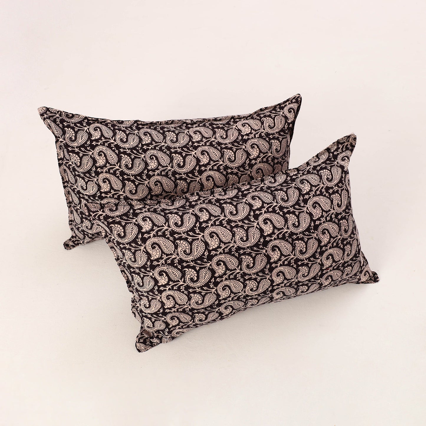Black - set of 2 bagh cotton pillow covers 19 - handcrafted
