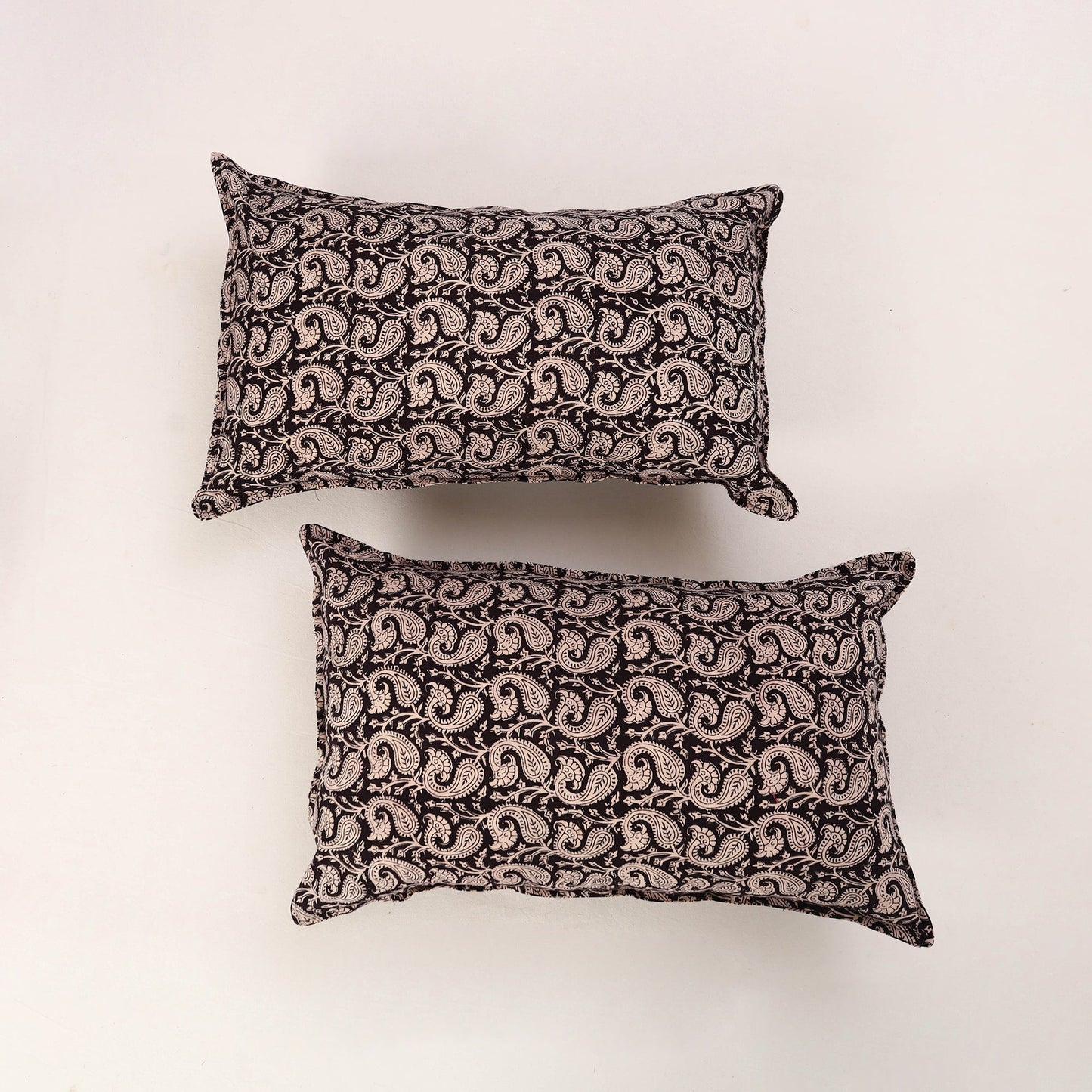 Black - set of 2 bagh cotton pillow covers 19 - handcrafted