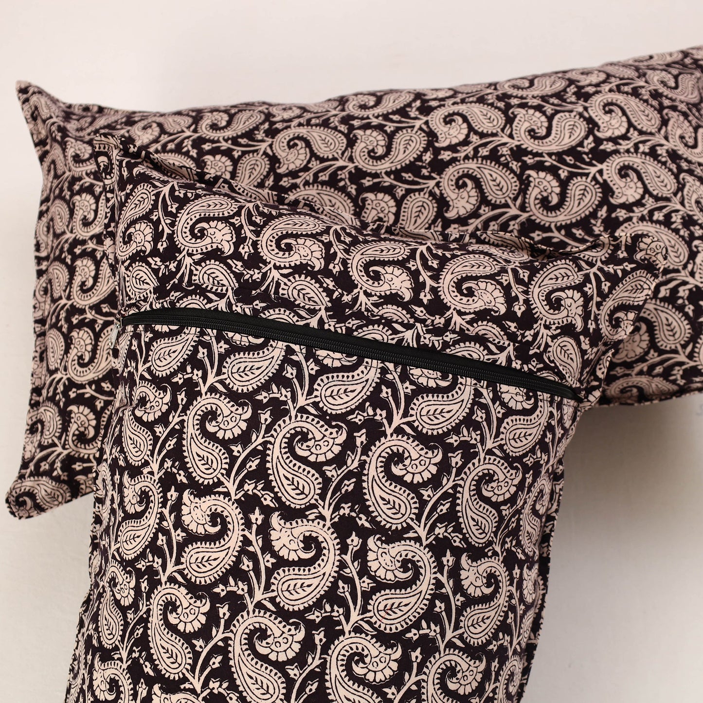 Black - set of 2 bagh cotton pillow covers 19 - handcrafted