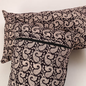 Black - set of 2 bagh cotton pillow covers 19 - handcrafted