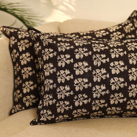 Buy Set of 2 Black Bagru Block Print Cotton Pillow Covers