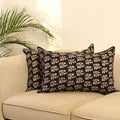 Buy Set of 2 Black Bagru Block Print Cotton Pillow Covers