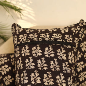 Buy Set of 2 Black Bagru Block Print Cotton Pillow Covers