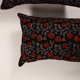  Black Set of 2 Bagru Block Print Cotton Pillow Covers