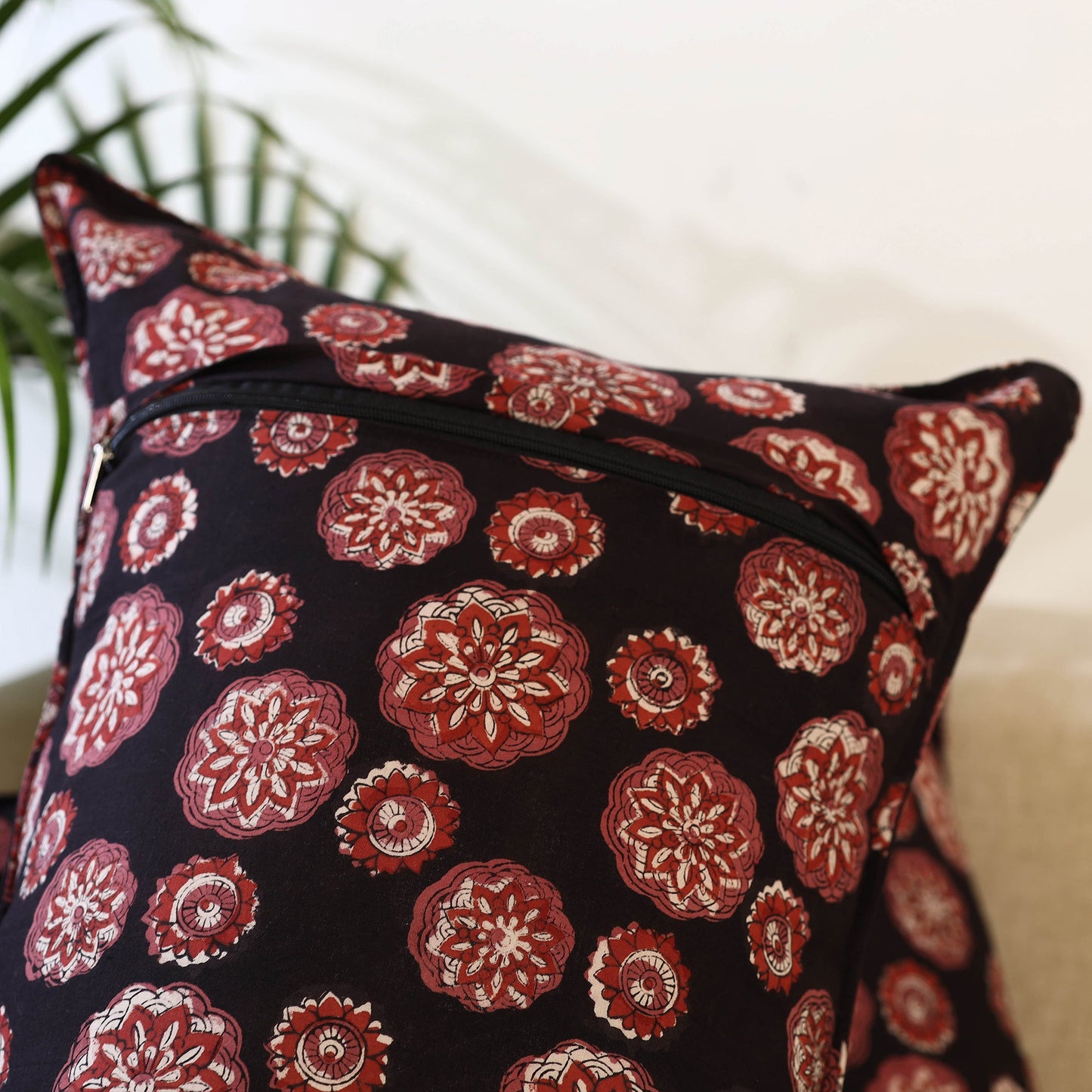 Buy Set of 2 Black Bagru Block Print Cotton Pillow Covers
