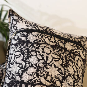 Buy Set of 2 Black Bagru Block Print Cotton Pillow Covers