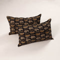 Black - set of 2 bagru cotton pillow covers 27 - handcrafted