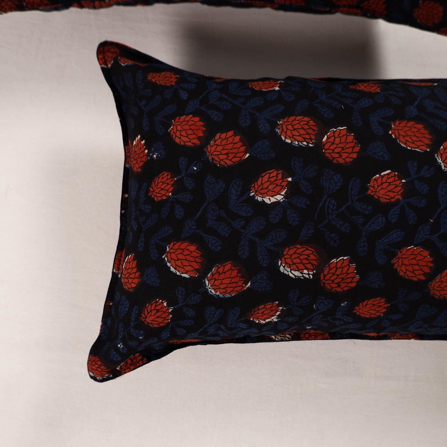 Black - set of 2 bagru cotton pillow covers 32 - handcrafted