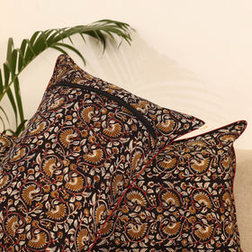 Black - set of 2 bagru hand pillow covers 13 - handcrafted