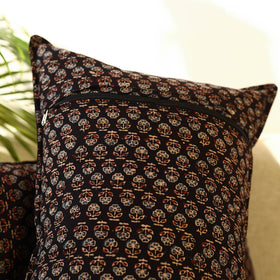 Buy Set of 2 Black Ajrakh Block Print Cotton Pillow Covers