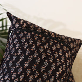 Buy Set of 2 Black Ajrakh Block Print Cotton Pillow Covers