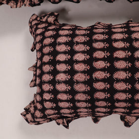 Black - set of 2 handcrafted cotton frill pillow covers 02