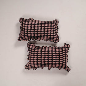 Black - set of 2 handcrafted cotton frill pillow covers 02