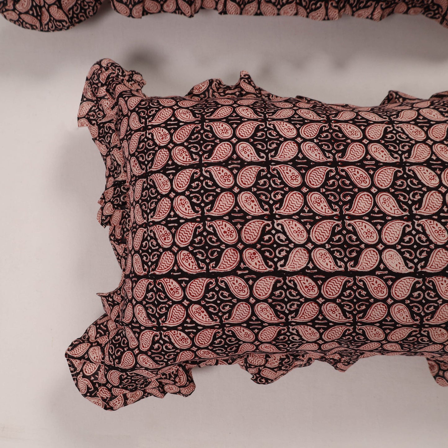 Black - set of 2 handcrafted cotton frill pillow covers 11