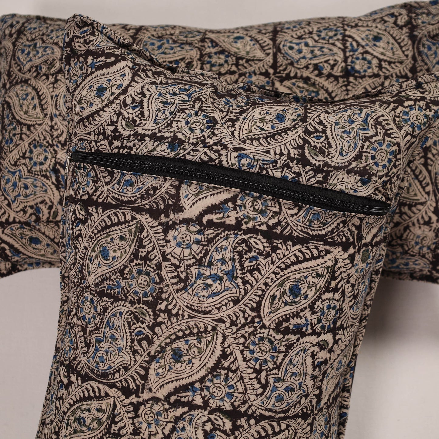 Buy Set of 2 Black Handcrafted Cotton Pillow Covers