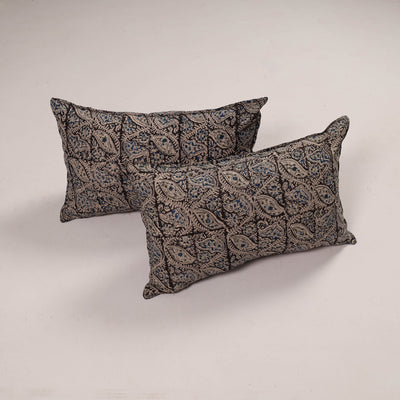 Buy Set of 2 Black Handcrafted Cotton Pillow Covers