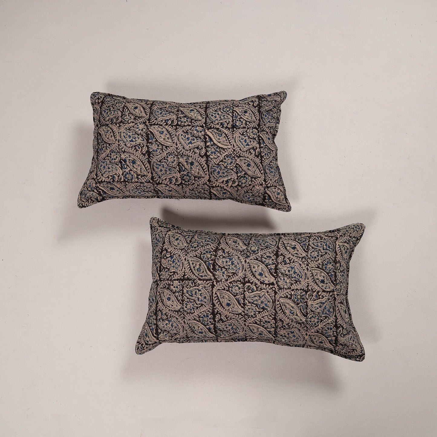 Buy Set of 2 Black Handcrafted Cotton Pillow Covers