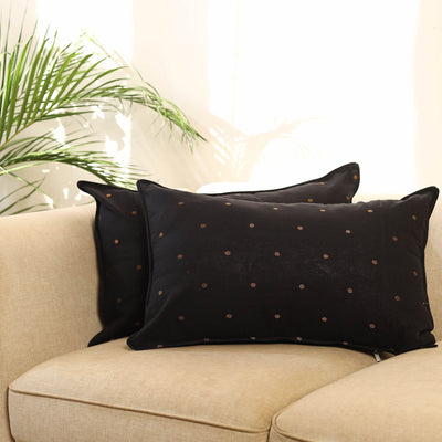 Buy Set of 2 Black Jacquard Cotton Pillow Covers