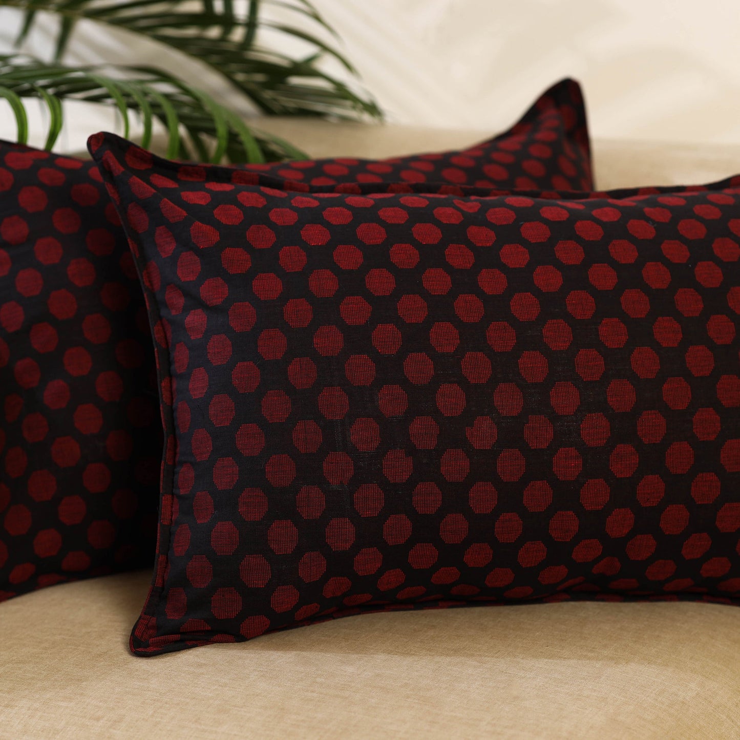 Buy Set of 2 Black Jacquard Cotton Pillow Covers