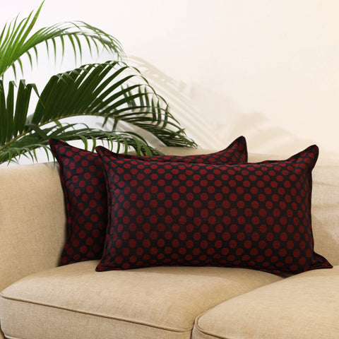 Buy Set of 2 Black Jacquard Cotton Pillow Covers